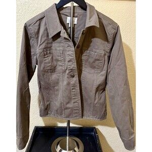 Christopher & Banks Size S Jacket Long Sleeve Button Up Stretch Women's Brown